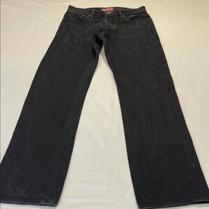 THE STRONGHOLD MENS/WOMENS  SIZE 30 RIVER RINSE Black Denim Jeans BUTTON…